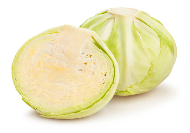 sliced white cabbage isolated on white background - Foto, afbeelding