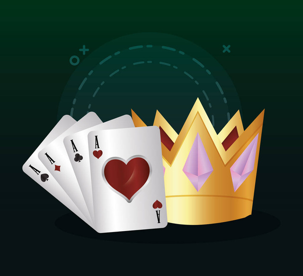 casino poker ases cartas y corona dorada
 - Vector, imagen