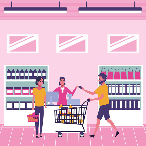 Personas en el supermercado
 - Vector, Imagen