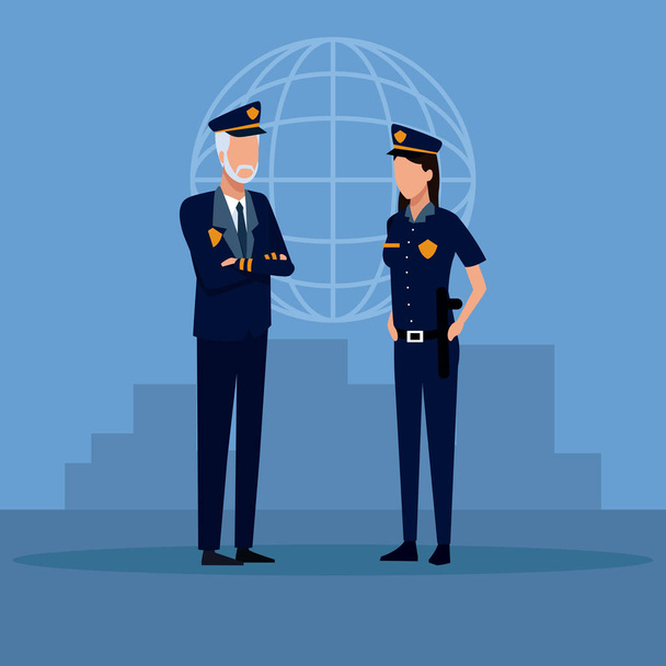 Полицеский мультфильм
 - Вектор,изображение