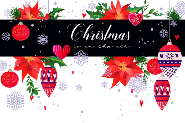 Christmas holiday card in primitive style  - Vector, Image