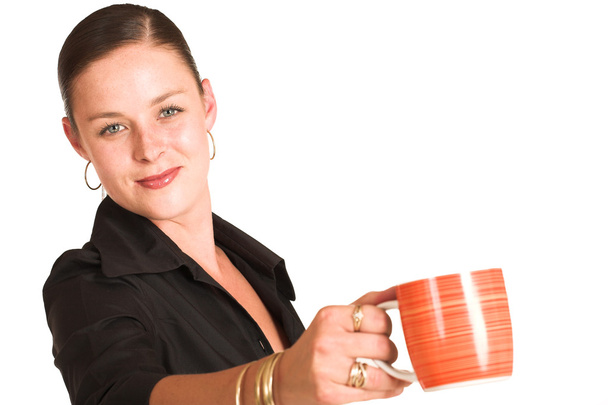 Business woman holding an orange coffee mug - Fotografie, Obrázek