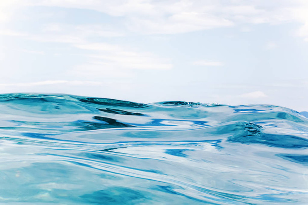 Sea wave close up, low angle view water background - Foto, Imagen