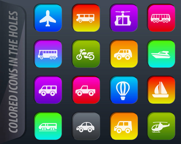 Trasporto pubblico icone colorate nei fori si adattano facilmente a qualsiasi sfondo
 - Vettoriali, immagini