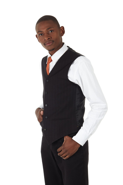 Young black african businessman in red tie - Foto, Imagem