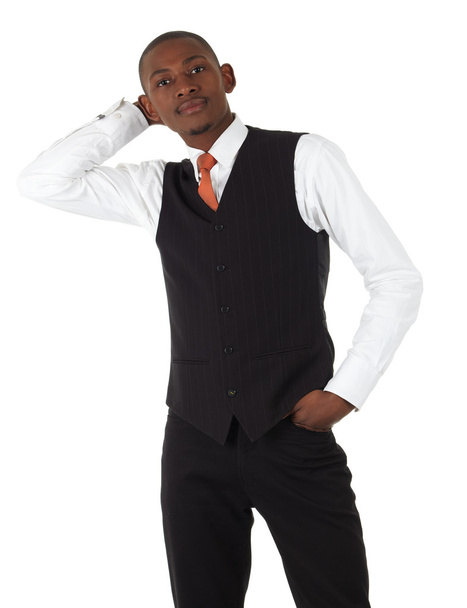 Young black african businessman in red tie - Fotoğraf, Görsel