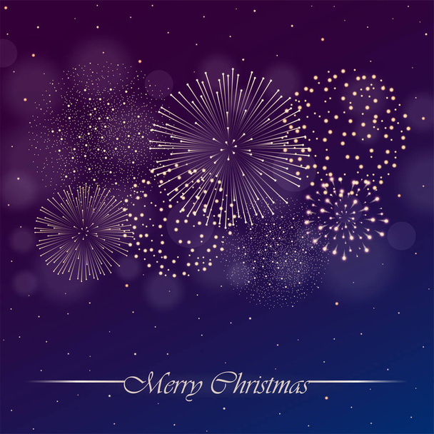 Феєрверк на фіолетовому фоні нічного неба зі світильником та блискітками. Різдвяна концепція. Запрошення, картка, вечірка фону. Векторні ілюстрації
 - Вектор, зображення