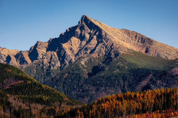 Горный пик Криван в Высоких Татрах, с красивыми осенними красками, Словакия, Европа
 - Фото, изображение