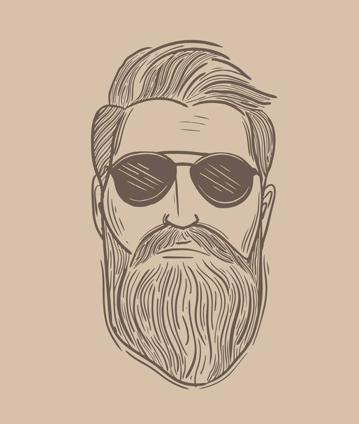 hairstyle and beard in a realistic style. Hipster hair and beard. - Vector, Image