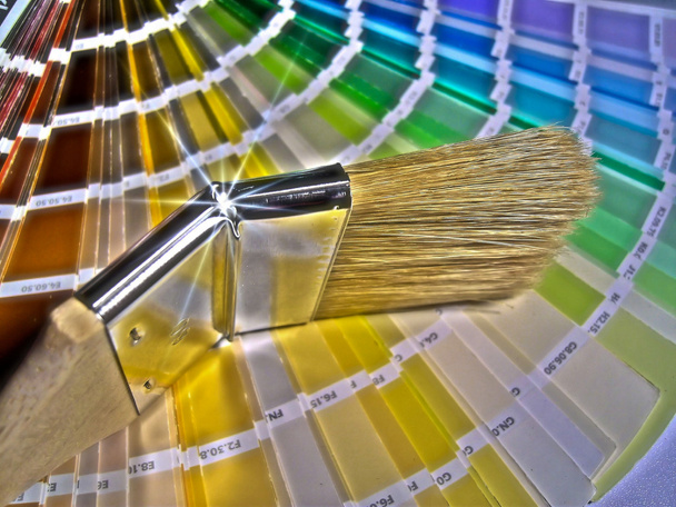 a brush and many color shades - Photo, Image