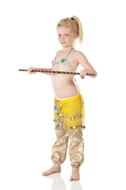 Young Caucasian belly dancing girl - 写真・画像