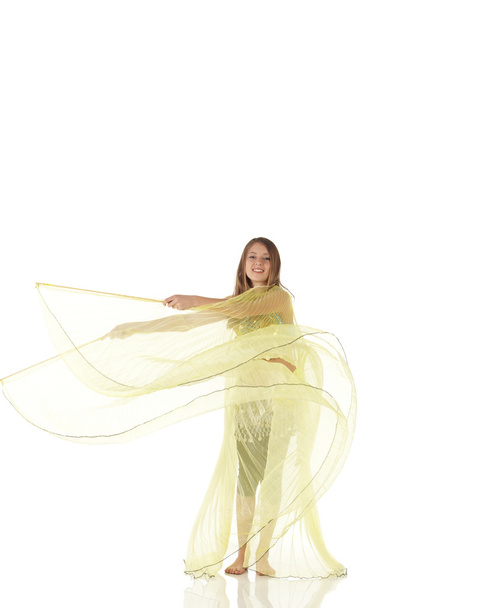 Young Caucasian belly dancing girl - Фото, зображення