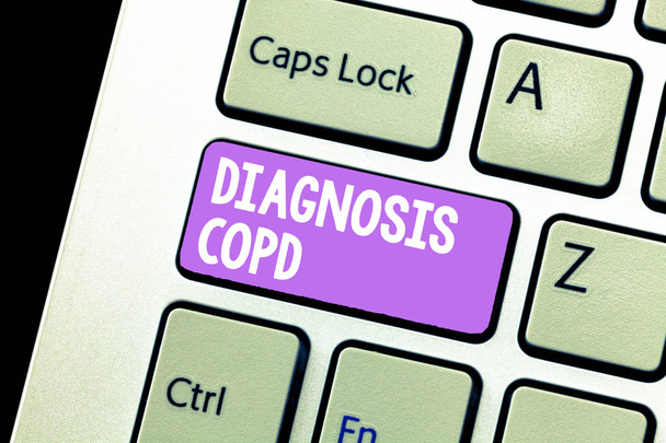 Handwriting text Diagnosis Copd. Concept meaning obstruction of lung airflow that hinders with breathing - Photo, Image