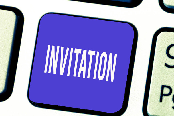 Word writing text Invitation. Business concept for Written or verbal request someone to go somewhere or do something - Photo, Image