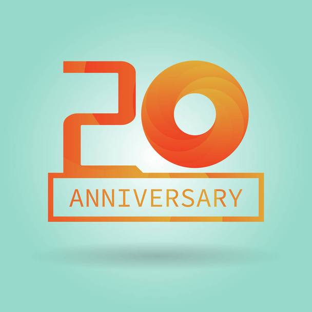 Logo o icona anniversario con motivo arancio moderno. Concetto di logo piatto. 20 anni anniversario
. - Vettoriali, immagini
