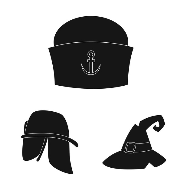 Vector illustration of headgear and cap symbol. Set of headgear and headwear vector icon for stock. - Vektori, kuva