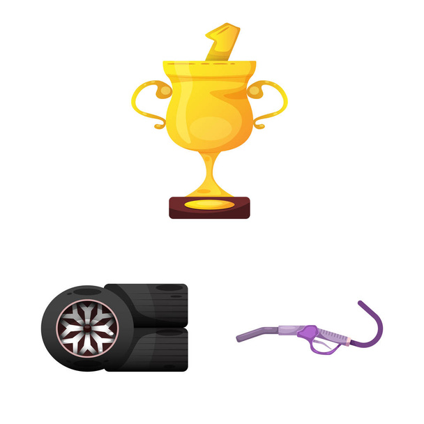 Vector illustration of car and rally symbol. Collection of car and race stock symbol for web. - Вектор,изображение