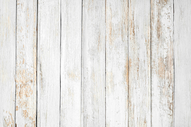 Vintage white wood background - Old weathered wooden plank painted in white color. - Photo, Image