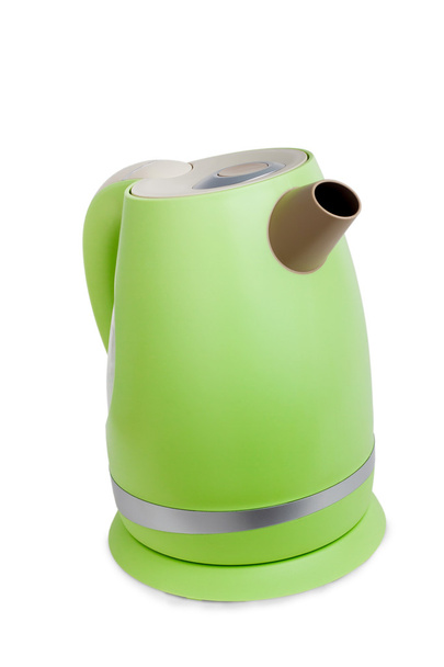 czajnik elektryczny czajnik zielonej herbaty na białym tle - Zdjęcie, obraz