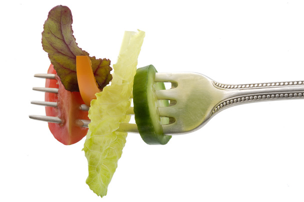 Salad on fork - Foto, Bild