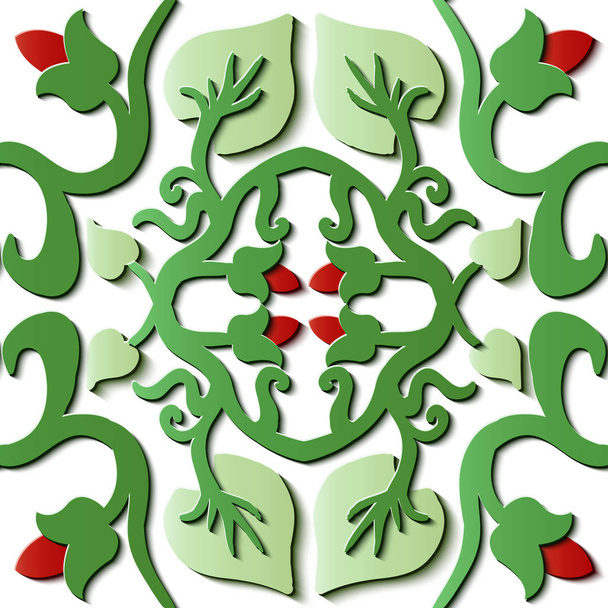 Sculpture en relief sans couture décoration motif rétro nature jardin vert feuille de vigne croix fleur. Idéal pour la conception de modèles de carte de vœux ou de toile de fond
 - Vecteur, image