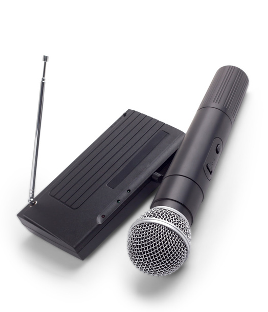 wireless radio microphone with receiver station antenna isolated - Photo, Image