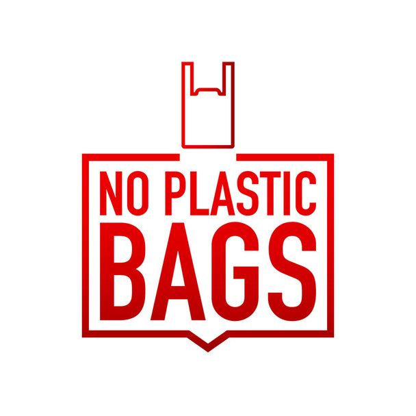 No plastic bags forbidden sign on black background. Vector illustration. - Vector, Image