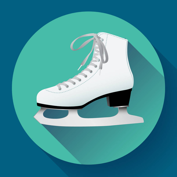 hielo clásico blanco patines icono vector. Equipamiento deportivo. Vista lateral
 - Vector, Imagen