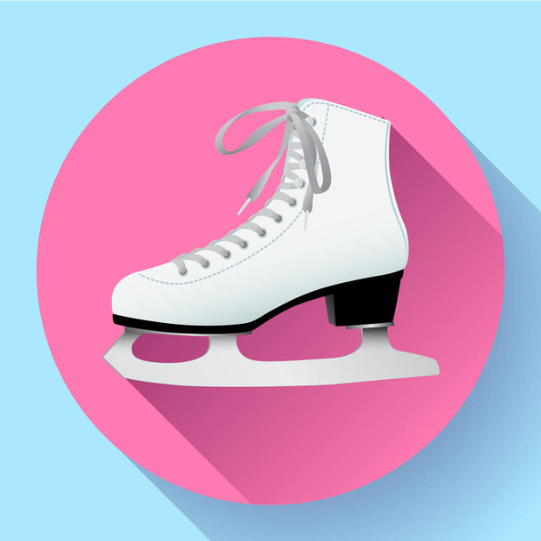 ícone de patins de gelo clássico branco em rosa
 - Vetor, Imagem