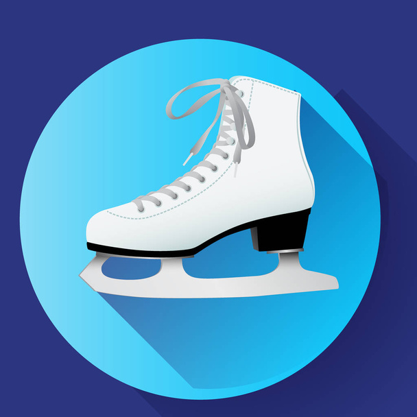 icône blanche de patins à glace classiques sur bleu
 - Vecteur, image