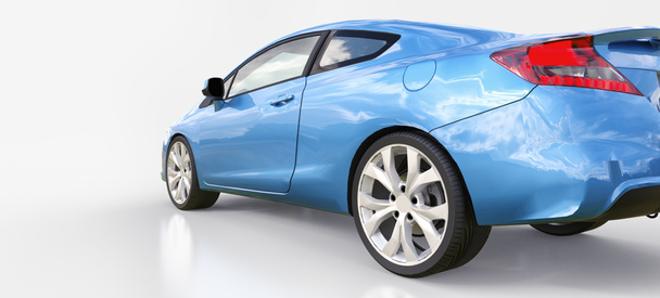 Modré auto malé sportovní kupé. 3D vykreslování - Fotografie, Obrázek
