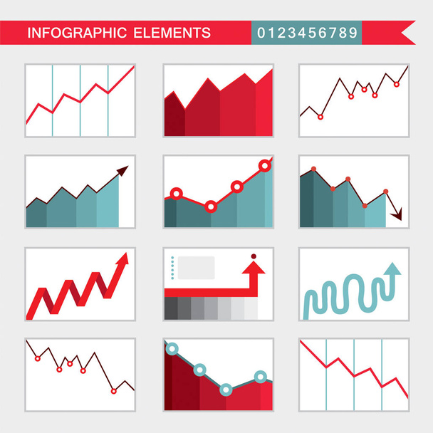 Infographic elements charts, graph diagram Vector illustration - Vektör, Görsel