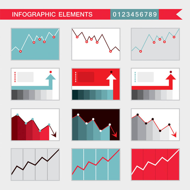Infographic elements charts, graph diagram Vector illustration - Vektör, Görsel