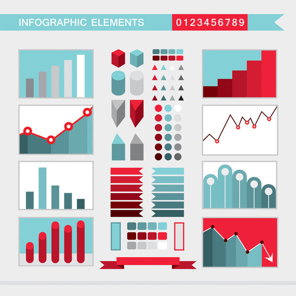 Infographic elements charts, graph, diagram arrowssignsbars buttonsborders etc Vector illustration - Vektor, obrázek