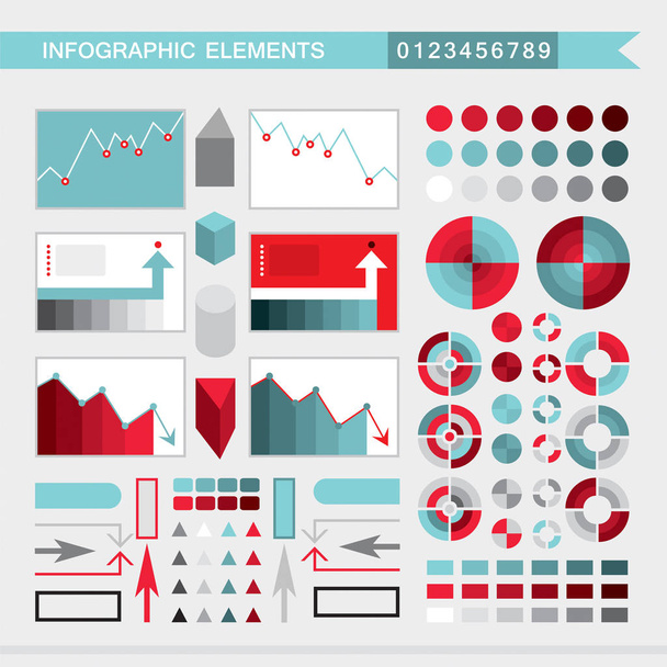 Set of infographic elements charts, graph, diagram, arrows,signsbars buttonsborders etc Vector illustration - Vector, imagen