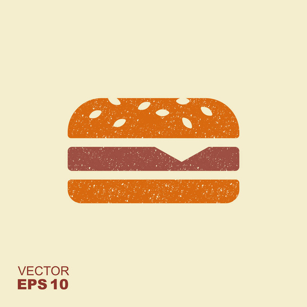 Burger sandviç düz simgesinde scuffed etkisi ile düz stil - Vektör, Görsel