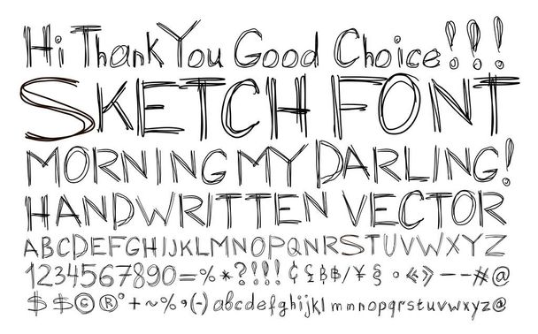 Sketch font. Alphabet handwritten, comic strip style. - Vector, Image