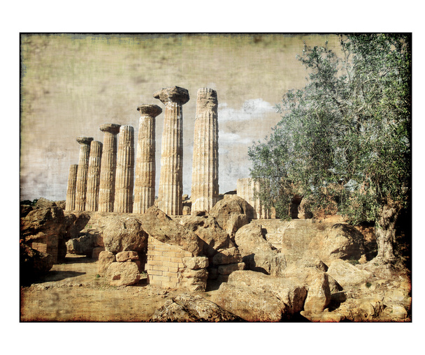 starověké řecké ruiny - vintage obrázek - Fotografie, Obrázek