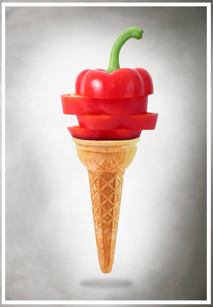 a Delicious ice cream cone with pepper taste - Zdjęcie, obraz