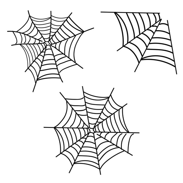 Spinnennetzvektor. Gruselige Spinnentiere für Halloween - Vektor, Bild
