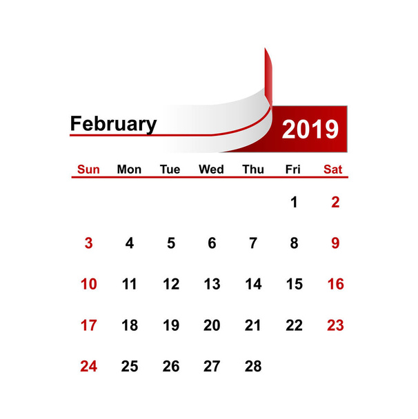 Vector simple calendar 2019 year. - Vector, Image
