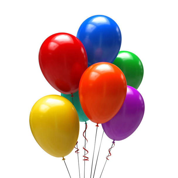 Color balloons isolated on white background. 3d illustration - Valokuva, kuva