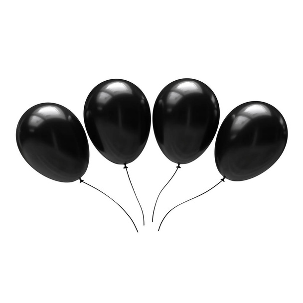 Black balloons isolated on white background. 3d illustration - Foto, Imagem