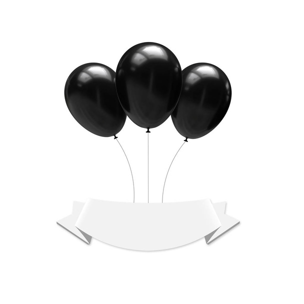 Black balloons isolated on white background. 3d illustration - Photo, image