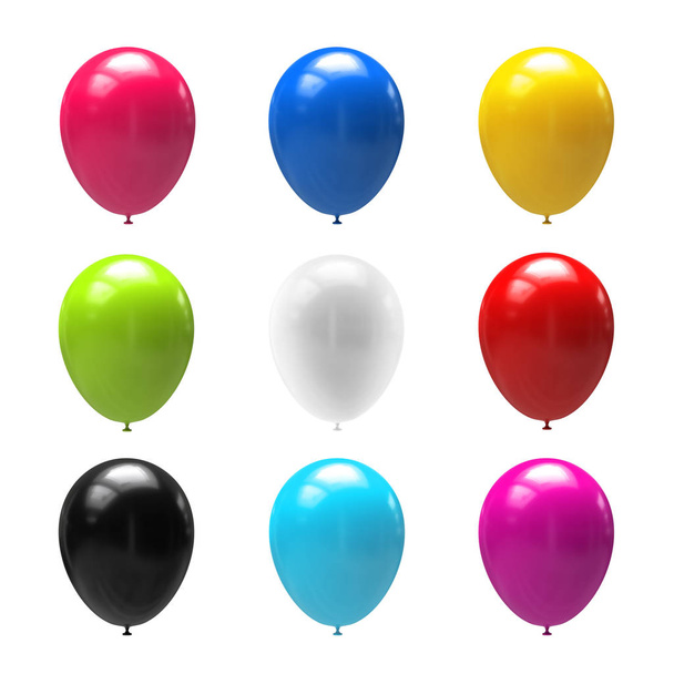 Set of balloons isolated on white background. 3d illustration - Fotografie, Obrázek