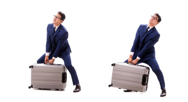 Empresario que enfrenta cargos excesivos debido a maleta pesada
 - Foto, imagen