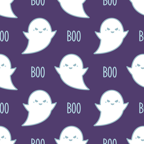 Spooky ghost. Halloween vector seamless pattern - Vetor, Imagem