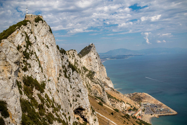 The summit of the Rock of Gibraltar looking North towards Spain . Gibraltar is a British Overseas Territory located on the southern tip of Spain. - Photo, image