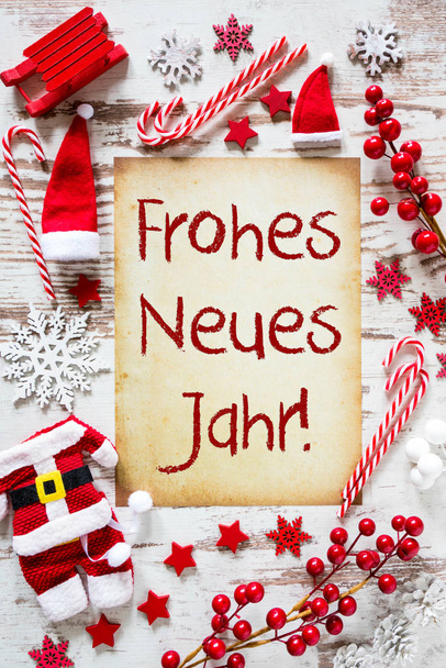 Luminoso Natale piatto laico, Frohes Neues significa felice anno nuovo
 - Foto, immagini