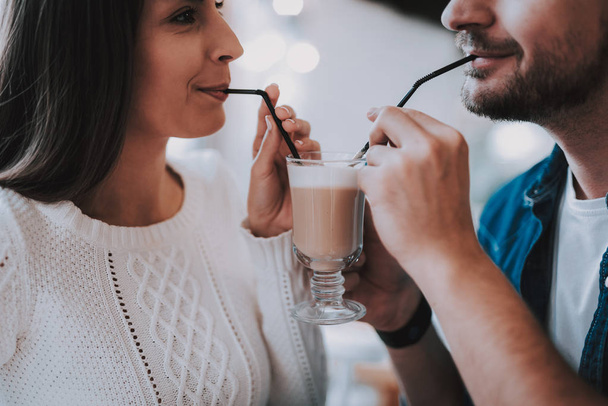 Coffee. Cheerful Girl. Romantic Relationship. Sweet Relationship. Happy Together. Love. Have Fun. Drink Tea. Smiling People. Bonding. Enjoyment. Leisure Time. Good Relationship. Happy Holidays. - Fotografie, Obrázek